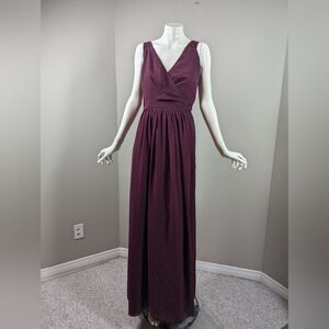 Bill Levkoff Plum Wrap Maxi Dress Size 4 Purple Bridesmaid Wedding Guest Formal